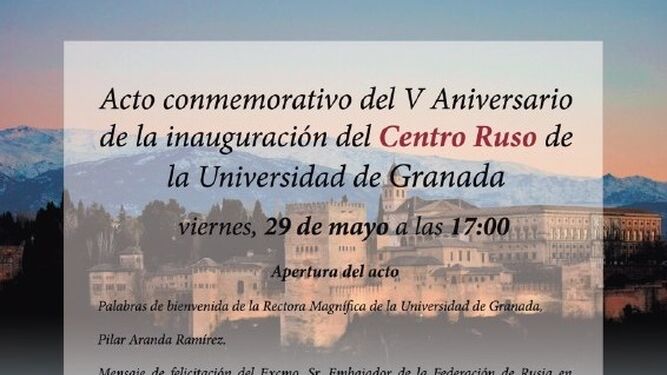 La UGR celebra el quinto aniversario del Centro Ruso en Granada.