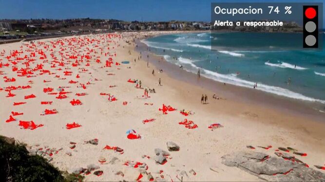El sistema diseñado por Telefónica permite a los ayuntamientos vigilar el aforo en sus playas.