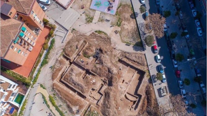Vista aérea de la villa romana del Zaidín.