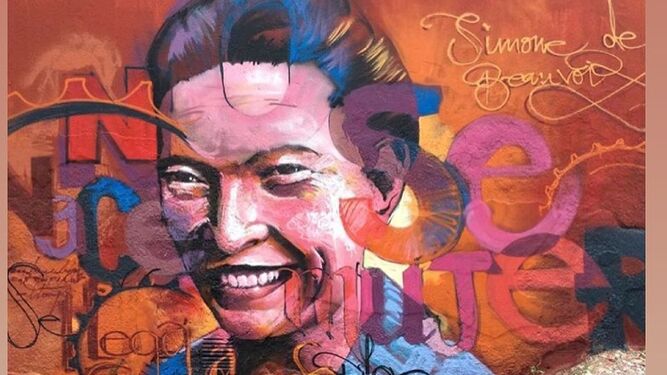 El grafiti borrado de Simone de Beauvoir en la ciudad granadina de Guadix