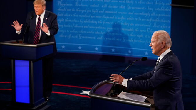 Donald Trump y Joe Biden en el primer debate electoral en EEUU.