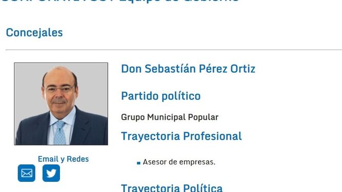 La web del Ayuntamiento de Granada deja como concejal 'raso' a Sebastián Perez