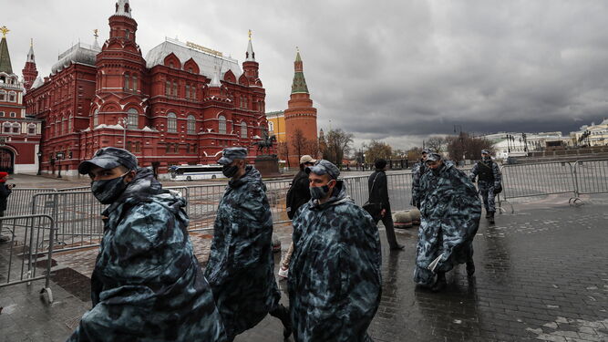 Perímetro de seguridad en Moscú.