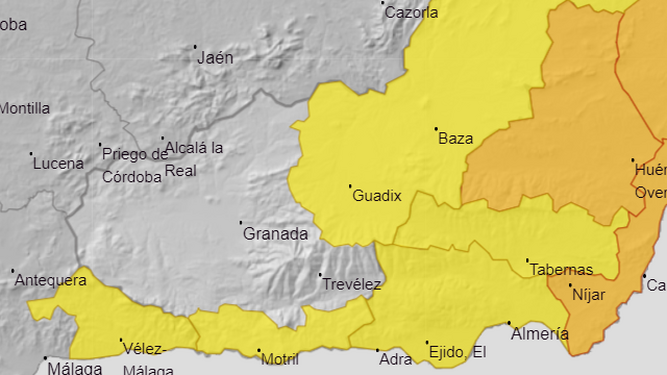 Atención al tiempo en Granada: Aviso amarillo por fuertes lluvias y tormentas en buena parte de la provincia