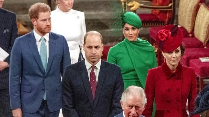 Los duques de Sussex, en su último acto oficial con la familia real, el Día de la Commonwealth de 2020.