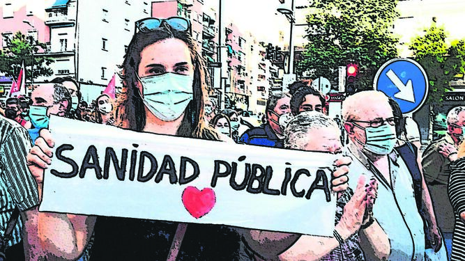 Protesta en defensa de la sanidad pública.
