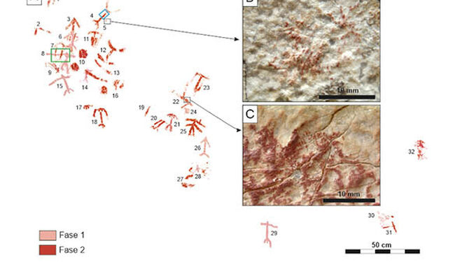 Calco de las pinturas rupestres analizadas en Zújar