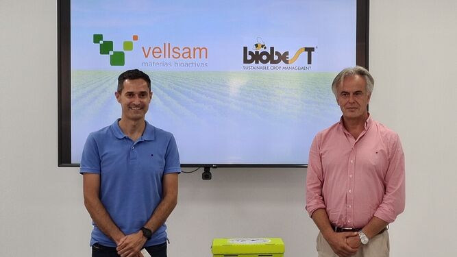 Jordi Portoles, gerente de Biobest, y Francisco Castillo, consejero delegado de Vellsam Materias Bioactivas