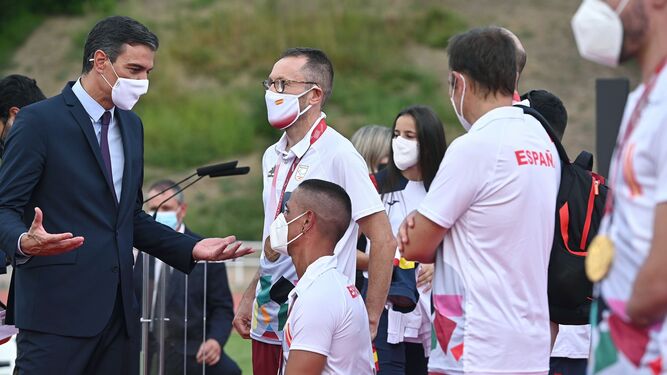 Pedro Sánchez, durante el acto de homenaje a los deportistas españoles que compitieron en Tokio 2020.