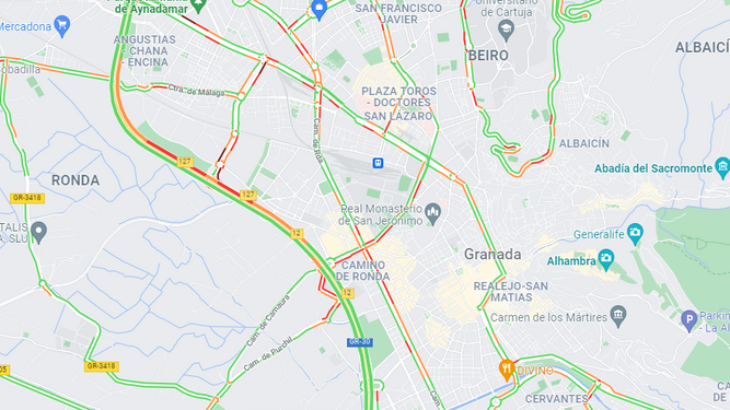 Estado del tráfico en Granada a las 8:10 horas del miércoles 19 de enero