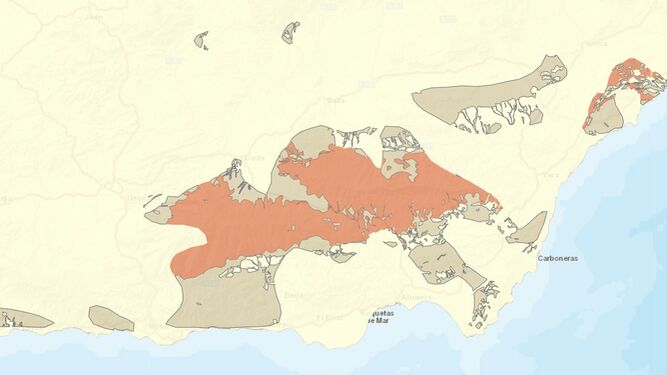 Mapa del potencial de gas radón en la provincia de Granada
