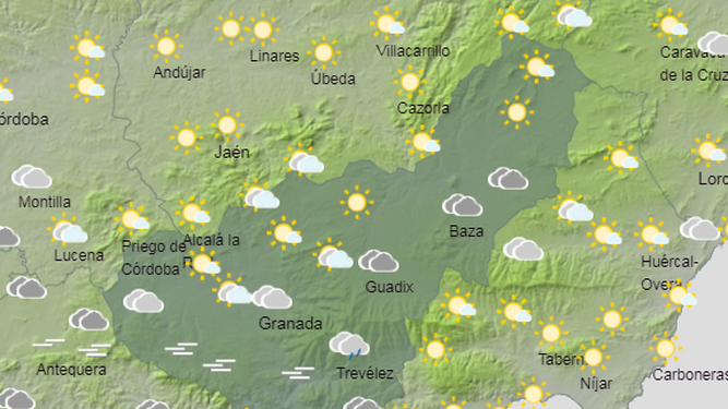 Mapa de meteorología previsto para el sábado en Granada