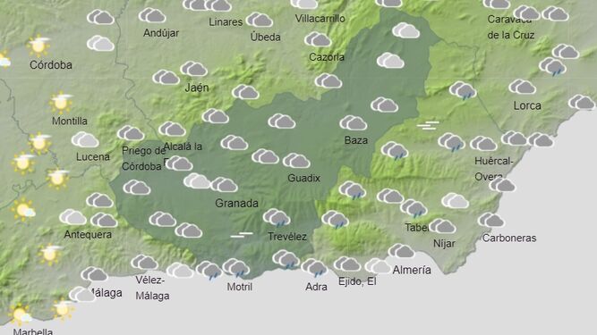 Mapa de previsión de AEMET para el sábado 5 de marzo en Granada
