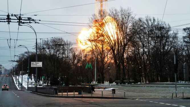El bombardeo ruso contra la antena de la radiotelevisión de Ucrania días atrás