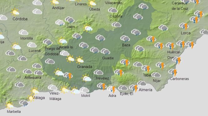 Mapa de previsión para el jueves 17 de marzo en Granada