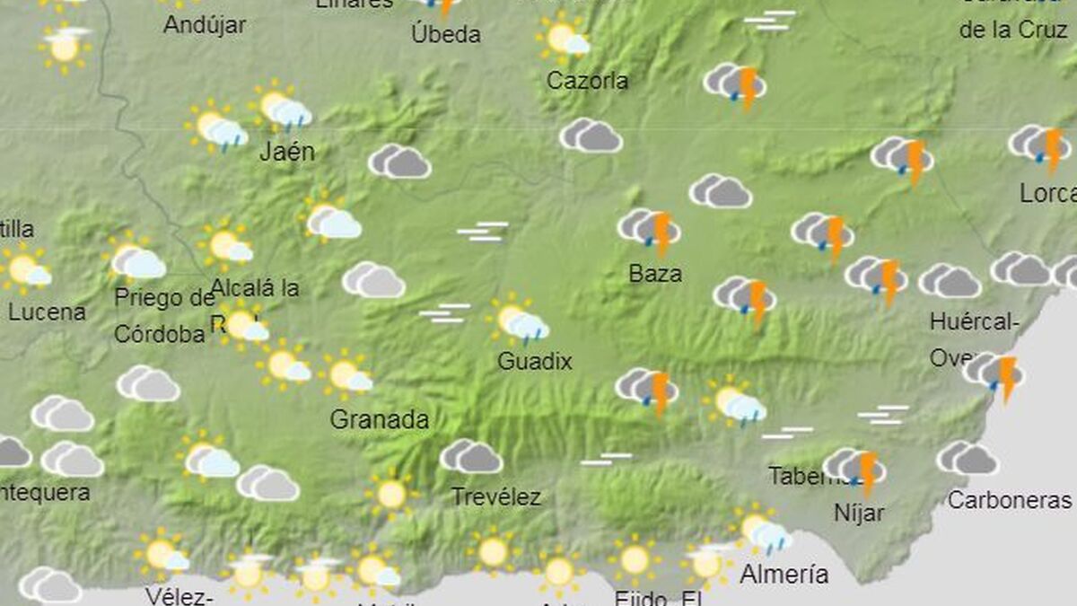 Tiempo en Granada | Cielos cubiertos y chubascos, más intensos al final de la jornada