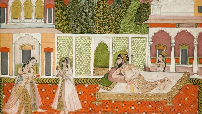 Pintura clásica india que representa un banquete principesco (siglo XVIII).