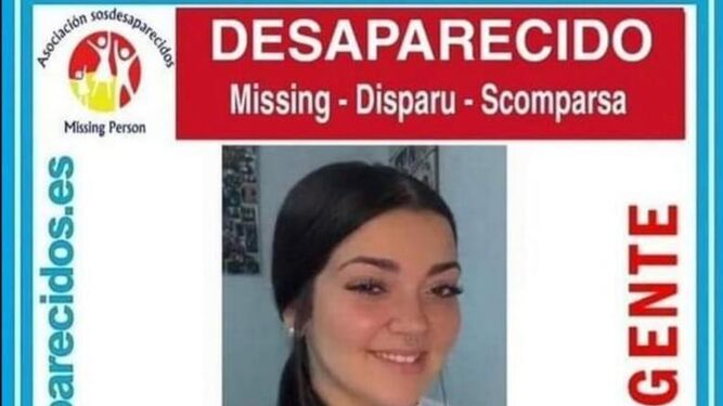 Imagen que alerta de la desaparición de la adolescente de 17 años en Cúllar Vega