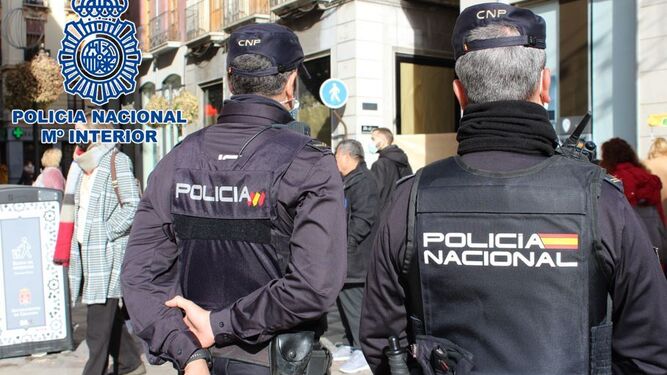 Una patrulla de seguridad ciudadana de la Policía Nacional en el centro de Granada