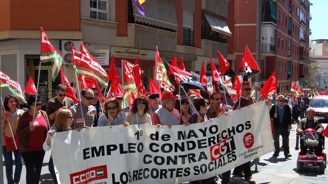 Imagen de archivo de una movilización por el Día Internacional del Trabajo en Motril