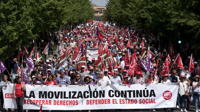 Imagen de archivo de la manifestación del 1 de mayo de 2019 en Granada