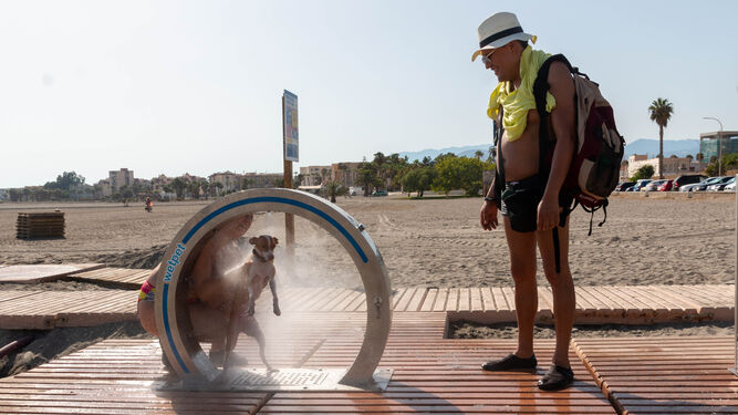 Motril pone en funcionamiento nuevas duchas y fuente en la playa para perros