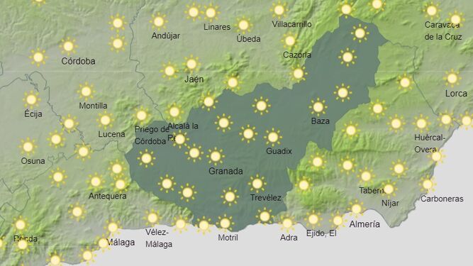 Mapa de previsión para este viernes 19 de agosto en la provincia de Granada