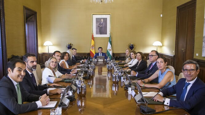 Una reunión del Consejo de Gobierno de la Junta, con José Antonio Nieto en primer término (izquierda).