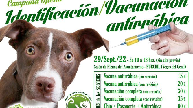Vegas del Genil organiza una campaña masiva de vacunación antirrábica