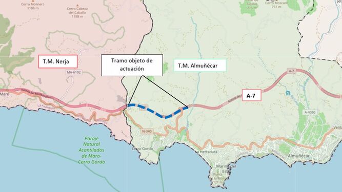 El Gobierno adjudica la rehabilitación del firme en un tramo de la autovía A-7 en Almuñécar