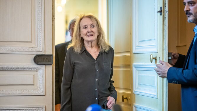 Annie Ernaux, este jueves en la sede de Gallimard en París.