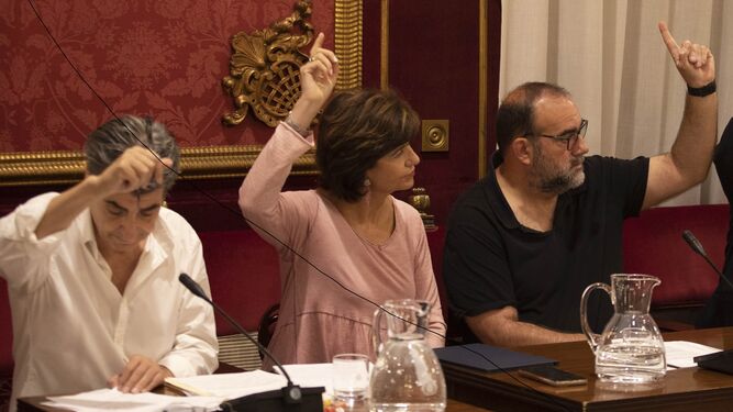 Los tres concejales del grupo municipal Unidas Podemos e Independientes.