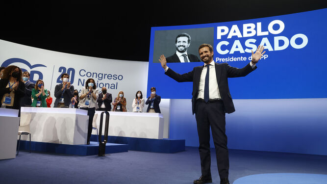 Pablo Casado, el pasado abril el congreso nacional del PP en Sevilla en el que fue relevado por Feijóo