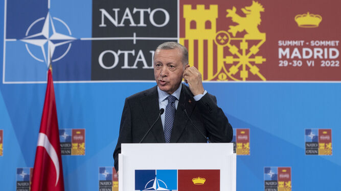 El presidente turco, Recep Tayyip Erdogan, durante la última cumbre de la OTAN en Madrid
