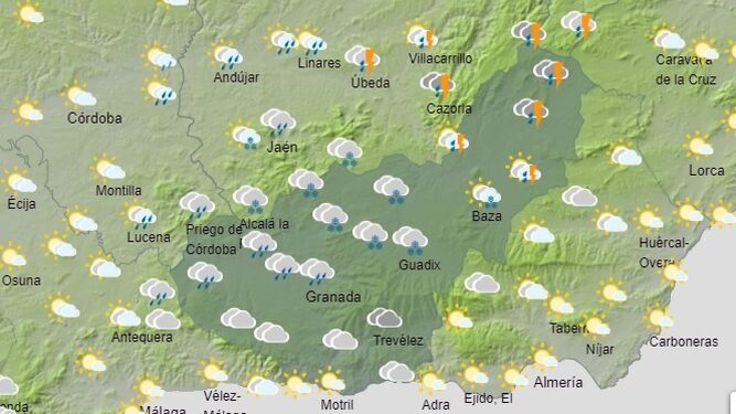 Previsión para el miércoles en Granada, día en el que media provincia está en aviso amarillo por nevadas.
