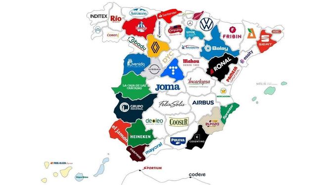 Mapa con las empresas más importantes de cada provincia