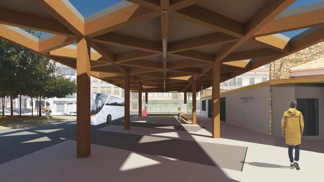 Imagen del diseño de la nueva estación de autobuses de Huéscar, en el Norte de Granada