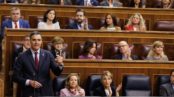 Pedro Sánchez, en la sesión de control al Gobierno de este miércoles en el Congreso