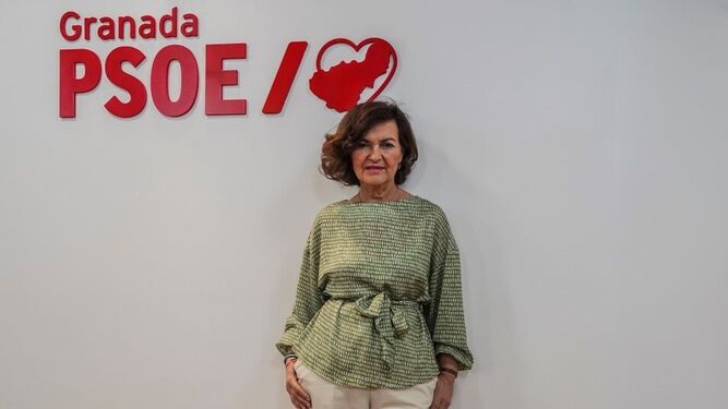 Carmen Calvo, cabeza de lista del PSOE por Granada al Congreso de los Diputados.