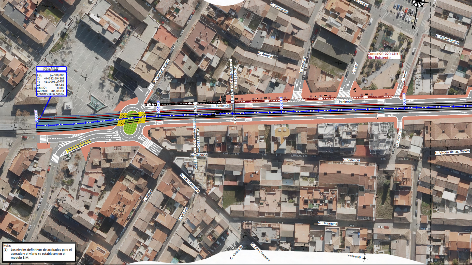 Mapa del trazado definitivo de la ampliaci&oacute;n Sur del Metro de Granada por Armilla, Churriana y Las Gabias