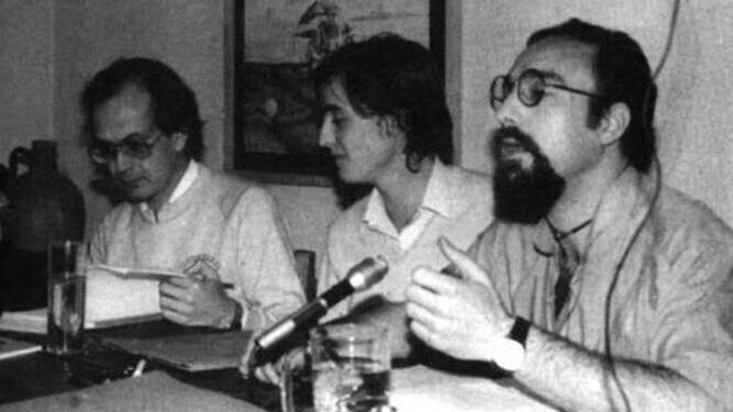 Álvaro Salvador, Luis García Montero y Javier Egea.