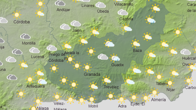 Tiempo en Granada | Cielos nubosos y chubascos ocasionales en el inicio de semana