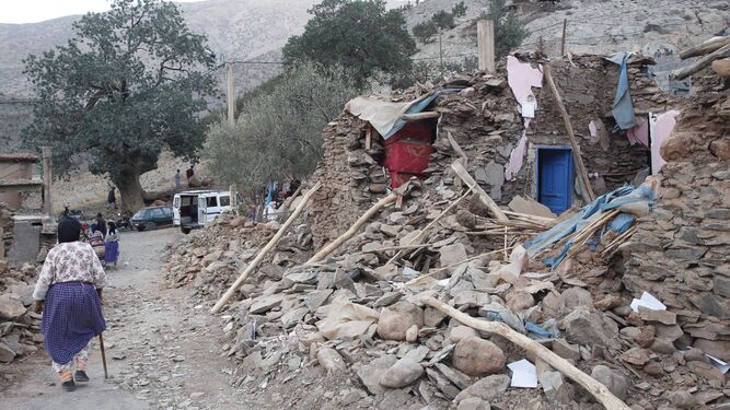 Imagen de los destrozos en una aldea cerca de Marrakech tras el terremoto