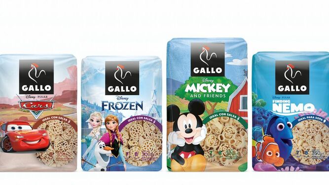 Las cuatro nuevas referencias de pasta infantil con la forma de personajes de Disney y Disney Pixar.