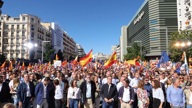 La protesta convocada por el PP en Madrid contra la amnistía.