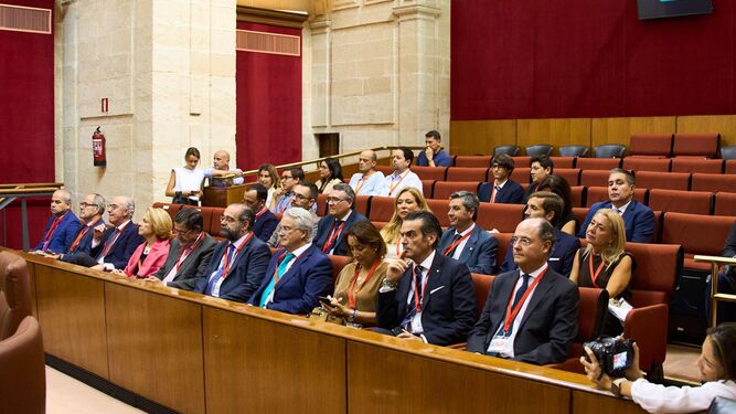 Asistentes a la sesión en el Parlamento en la que se aprobaron las dos nuevas universidades privadas en Andalucía.