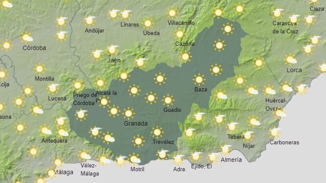 Mapa de predicción de la AEMET para este viernes 29 de septiembre en la provincia de Granada