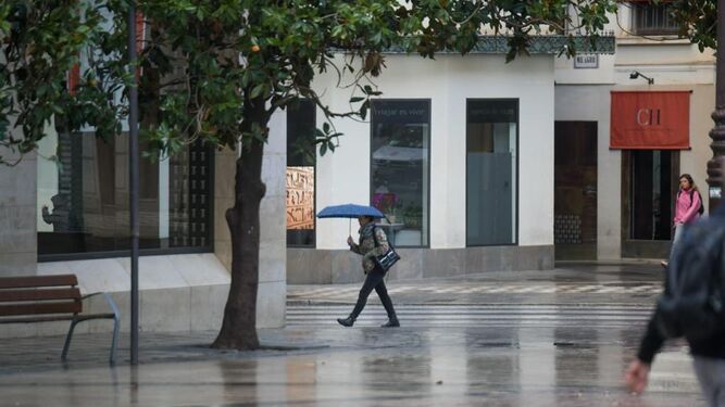 Lluvia en el centro de Granada.