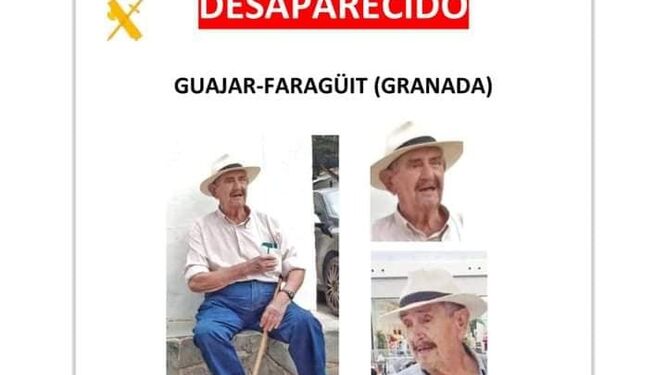 Piden colaboración ciudadana para localizar a un vecino de 84 años de Guájar-Faragüit con Alzhéimer