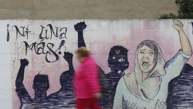 Mural contra la violencia de género pintado en Armilla, localidad donde residía la herida